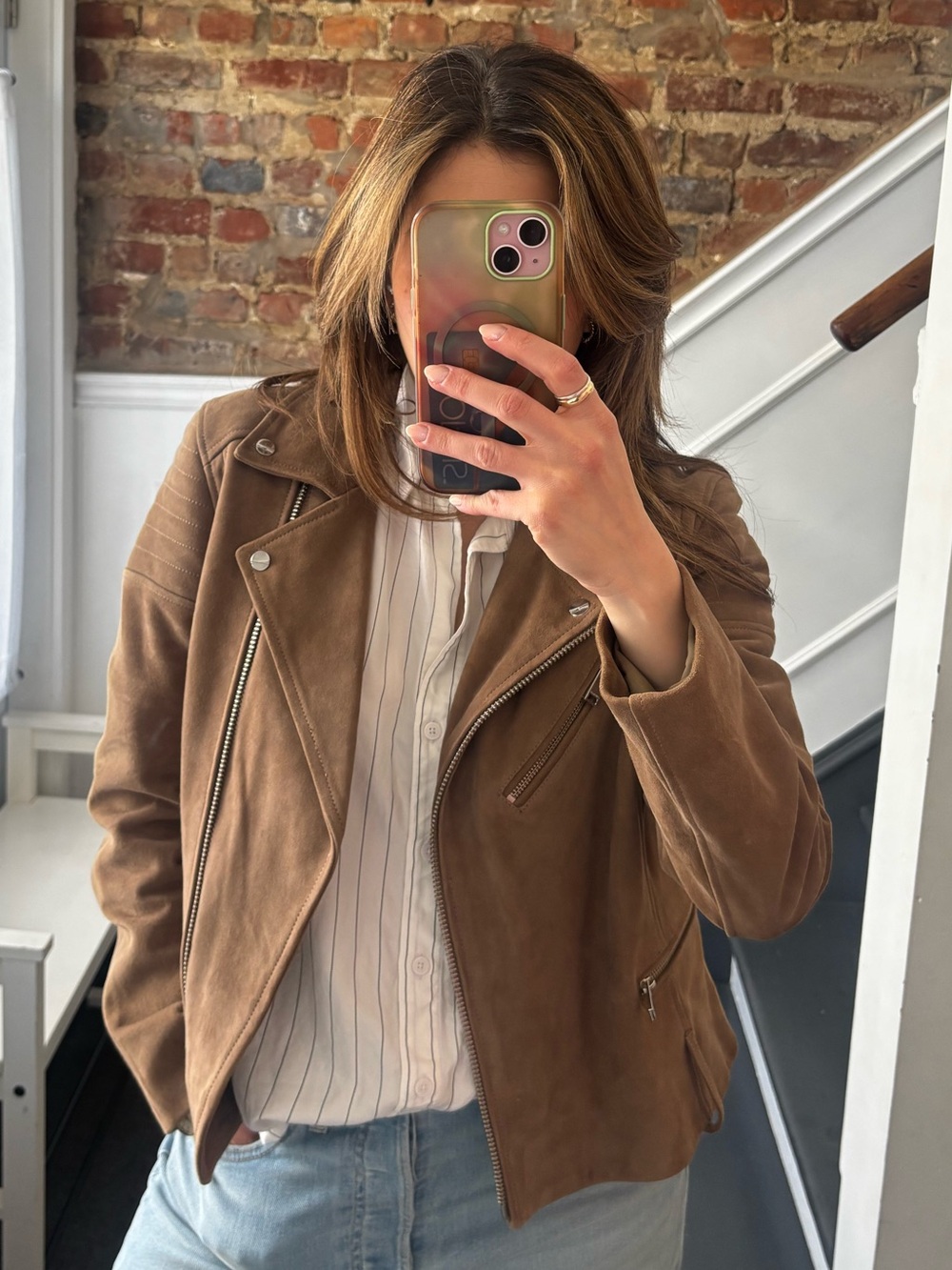 Lamarque Brown Suede Moto Jacket